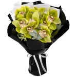 Букет из 9 зеленых орхидей
